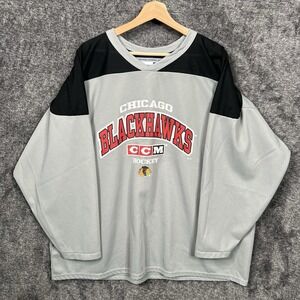 Vintage Chicago Blackhawks CCM NHL Hockey Practice Jersey Men's 2XL Gray Black